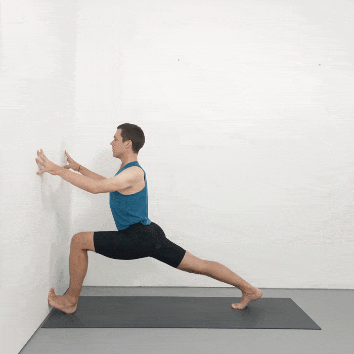virabhadrasana using a wall