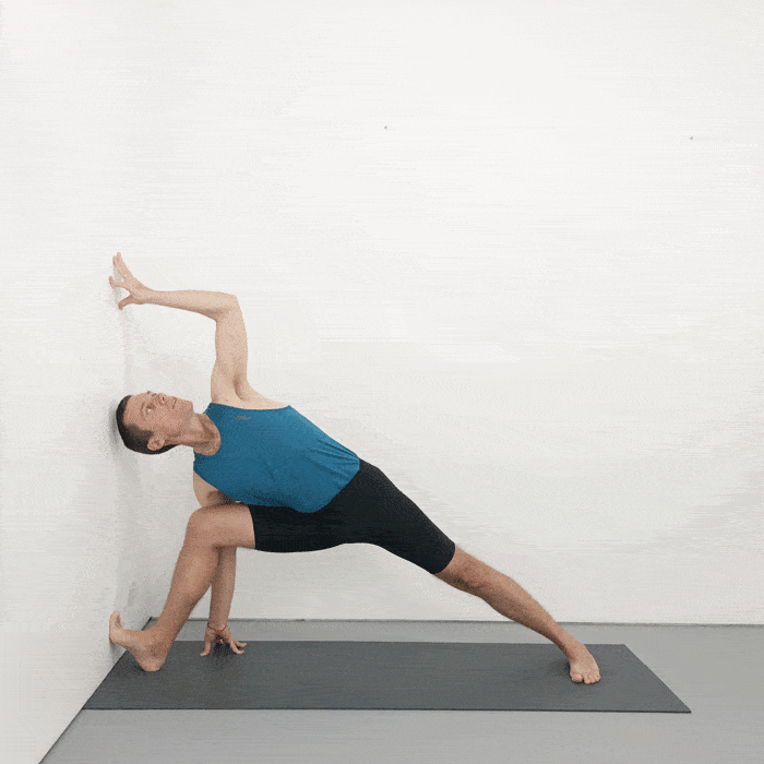 parsvakonasana using a wall