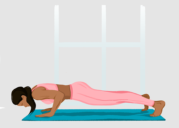 chaturanga dandasana (four limbed staff pose)