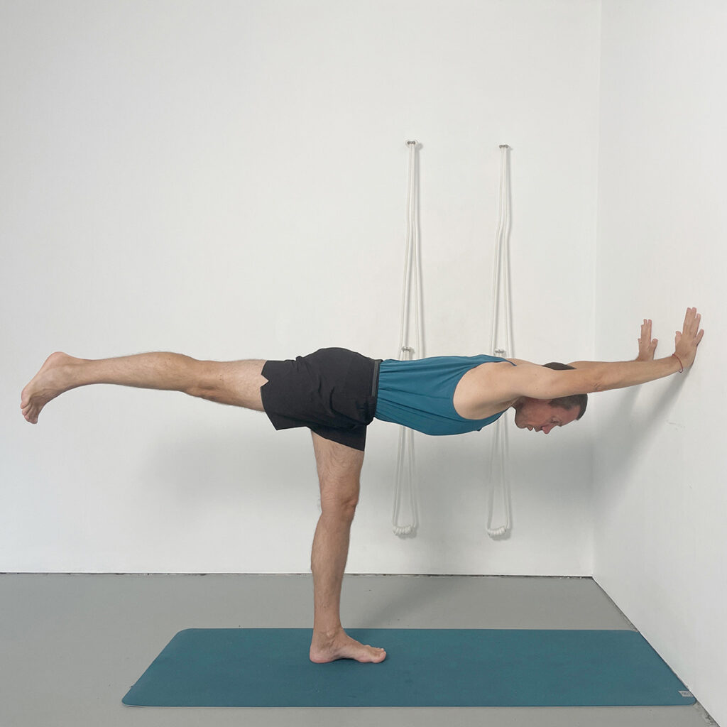 Eka Pada Ardha Uttanasana at the Wall