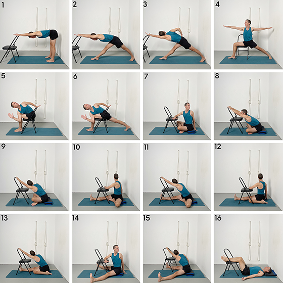 chair twists and forward bends