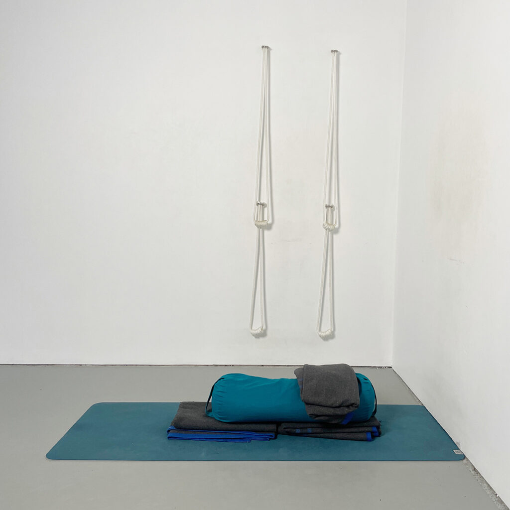 yoga prop set-up for supta virasana variation