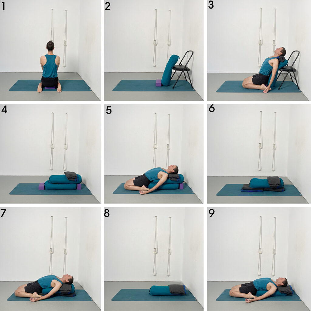 supta virasana (reclining hero pose)
