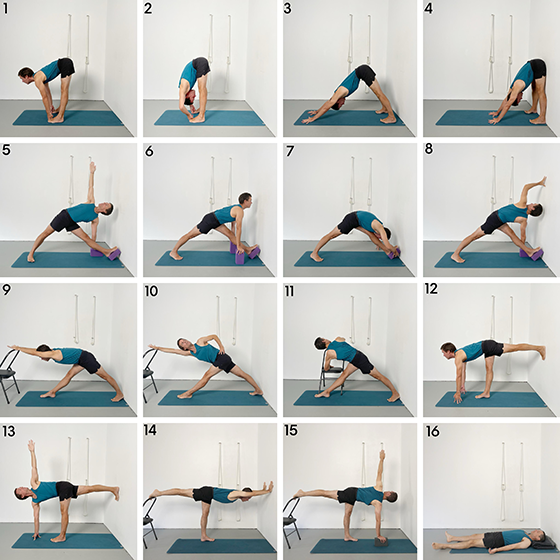 standing poses with chair wall and blocks
