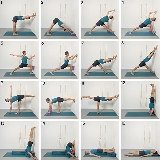 standing poses and inversions with wall support