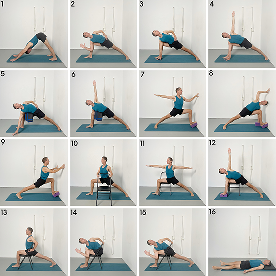 standing poses with yoga props