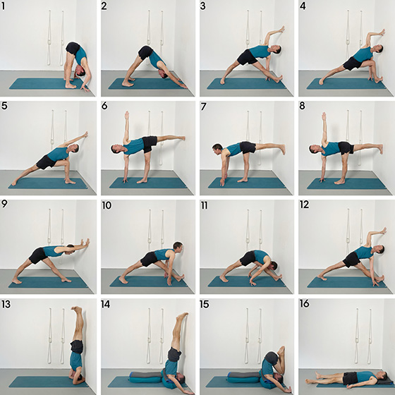standing poses and inversions with wall support