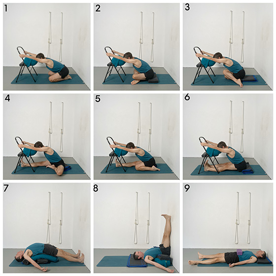 Restorative forward bends with a chair